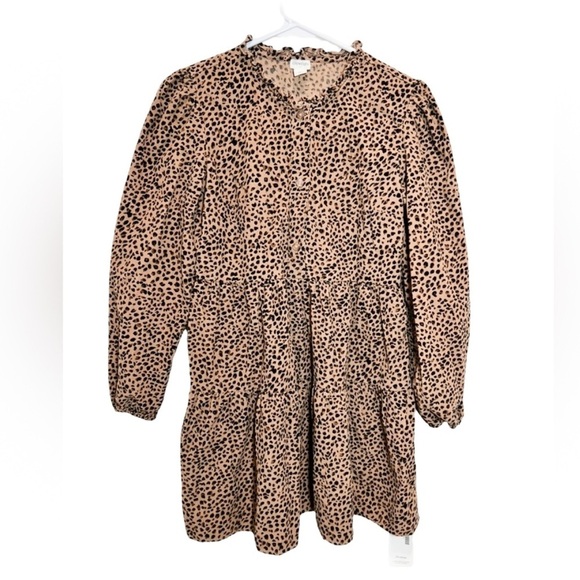 Crewcuts Other - Crewcuts: Leopard Animal Print Long gathered Sleeve Dress tiered/ruffles: (14)